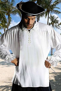mens medieval white cotton pirate shirt costume